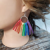 Rainbow silver hoops