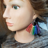 Rainbow silver hoops